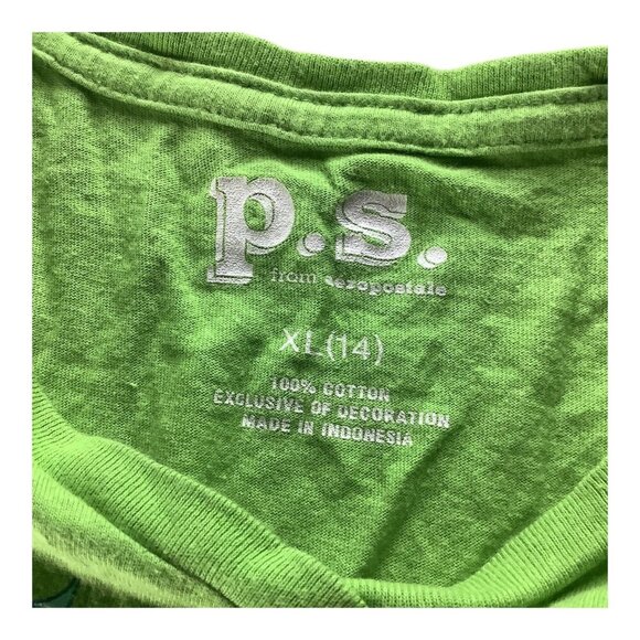 P.S From Aeropostale Girls Shirt Est New York 2009 Graphic Tee Size XL 14 Green - Picture 3 of 12